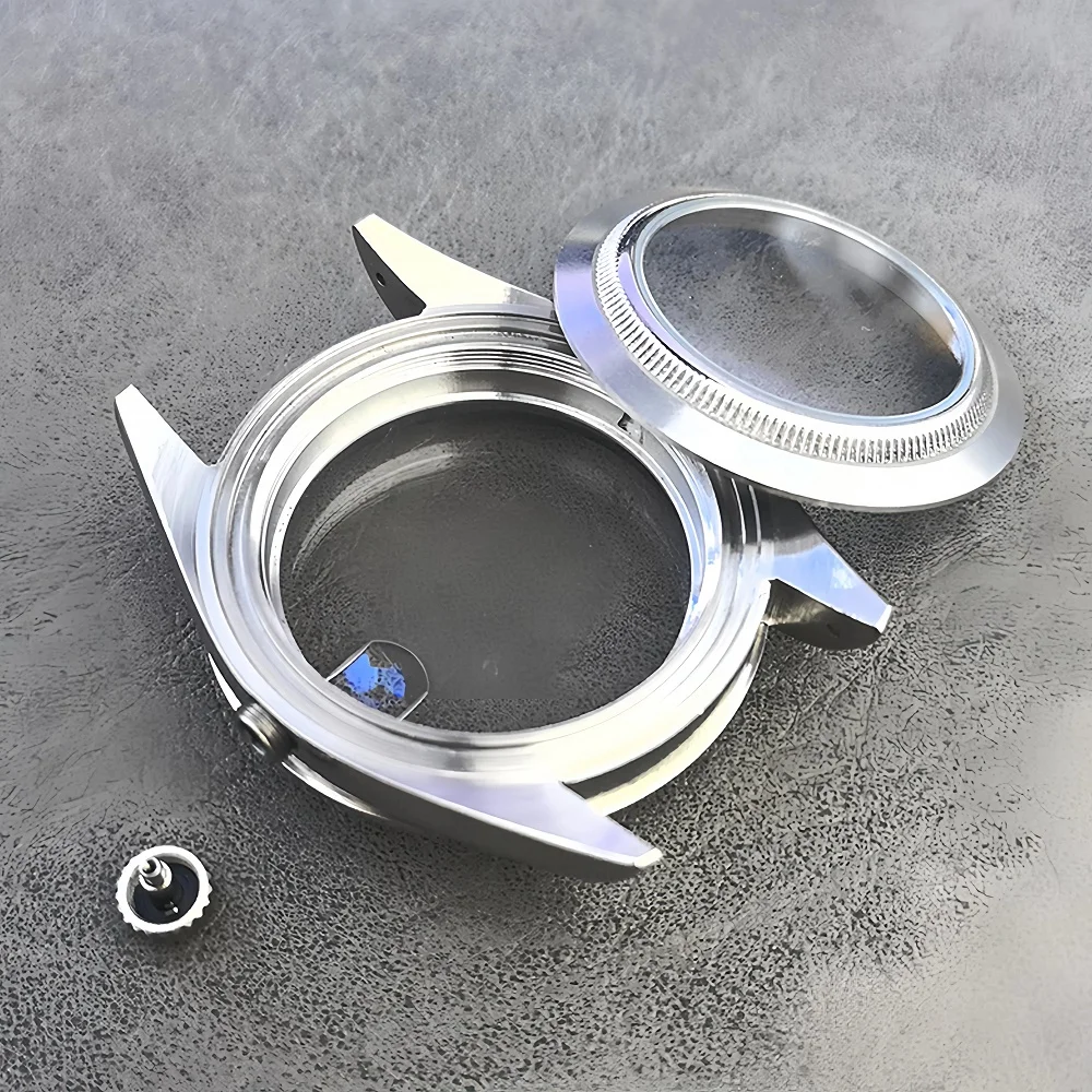 حافظة ساعة من الفولاذ المقاوم للصدأ مقاس 36 مم/39 مم، زجاج كريستال ياقوتي، تكبير التاريخ، متوافقة مع حركات NH35، NH36