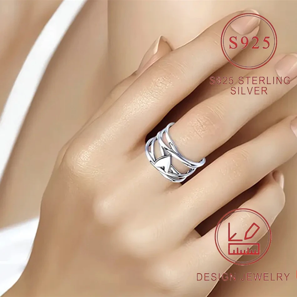 Chic French Style 925 Sterling Silver Heart-Shaped Ring Unique Design Women's Fashion Jewelry Perfect for Everyday Accessories