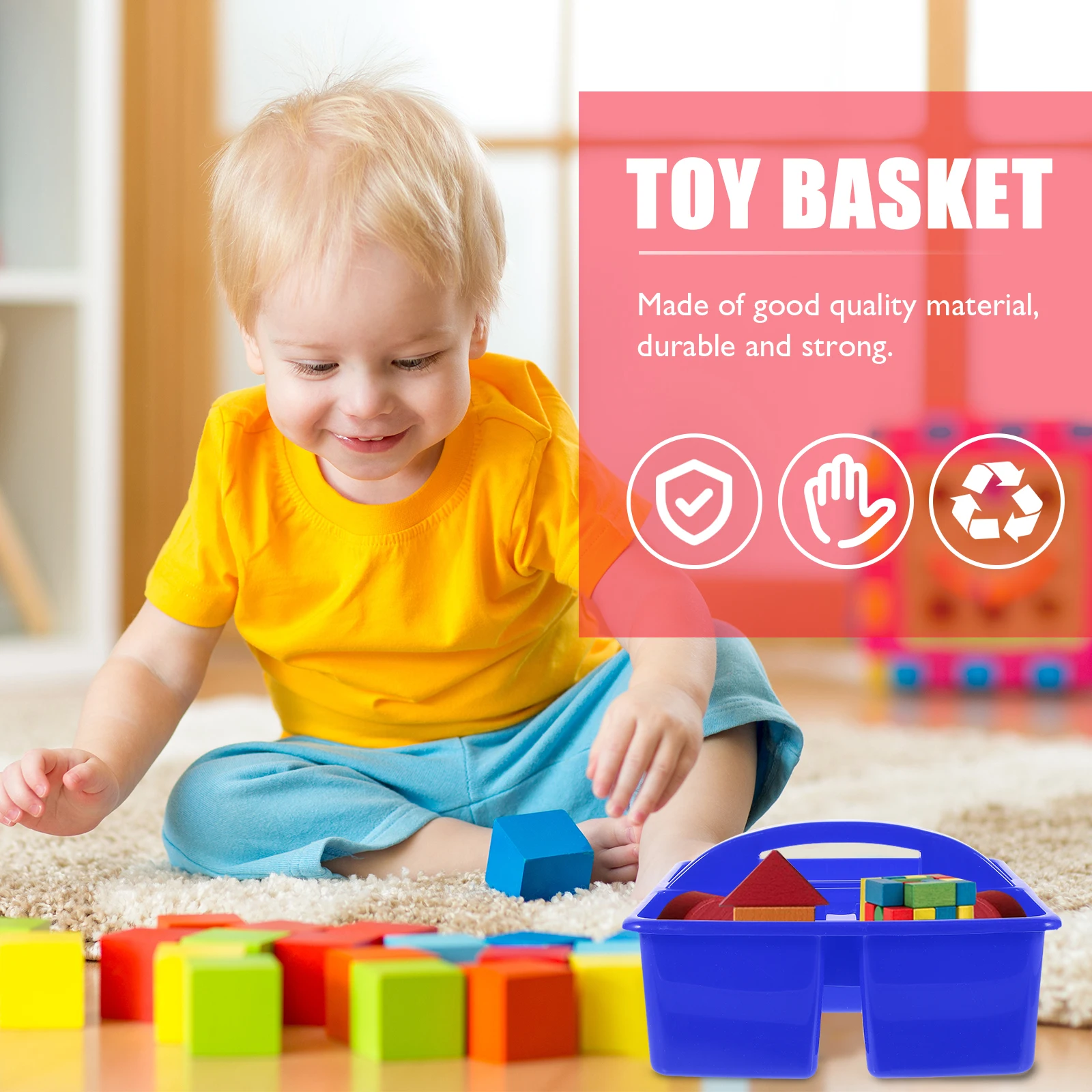 

2pcs Art Supply Storage Container Painting Tool Holder Organizer Bright Color Large Capacity Classroom Stationery Basket For
