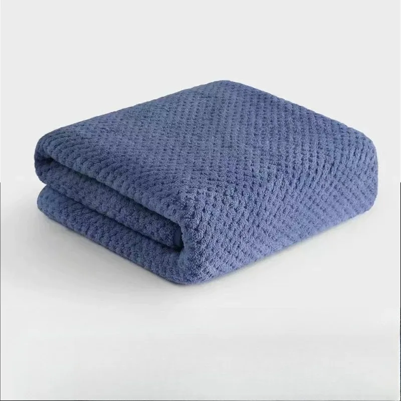 A-class Large Bath Towel Coral Fleece Bath Towel Pineapple Grid Children Adults Absorbent Non Shedding Large Bath Towel