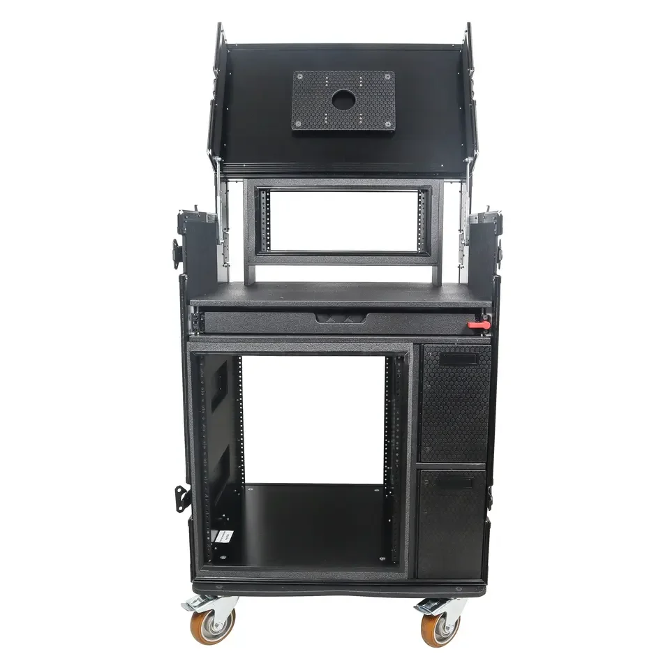 Mobile AV Broadcasting Streaming Recording Studio Workstation Flightcase mit 4U Top 12U Bottom für Broadcast Video