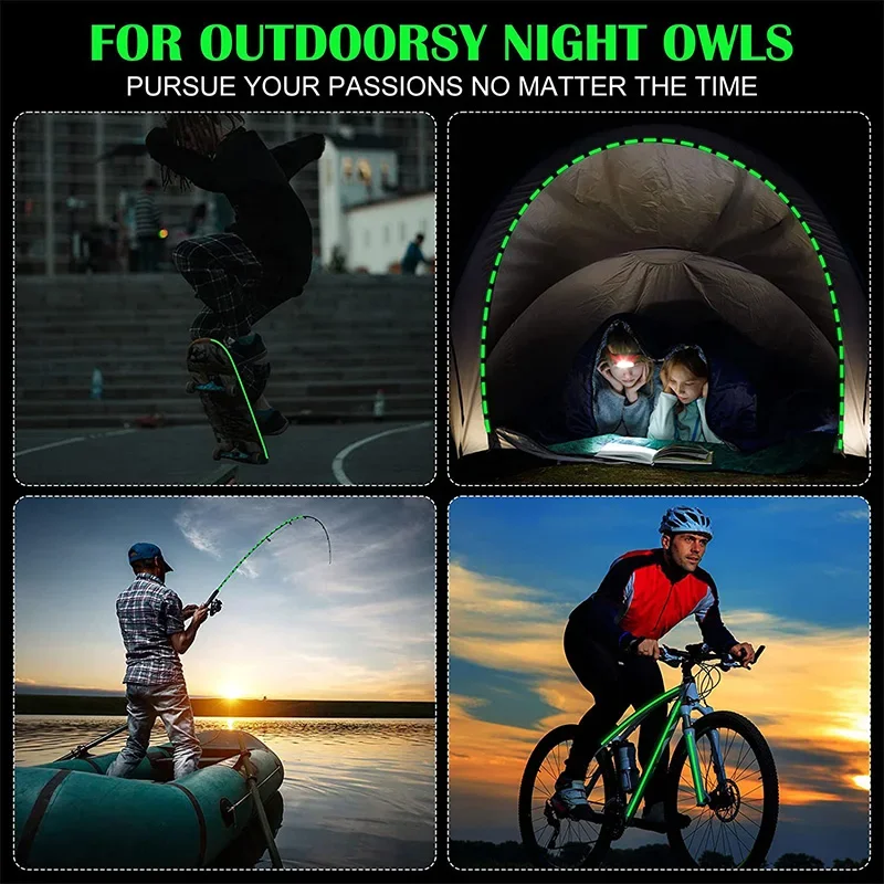 شريط فلوري عاكس مضيء ، ملصق مانع للانزلاق ، أخضر ، تخزين إضاءة أرضية ، إطار دراجة درج ، 3 أمتار