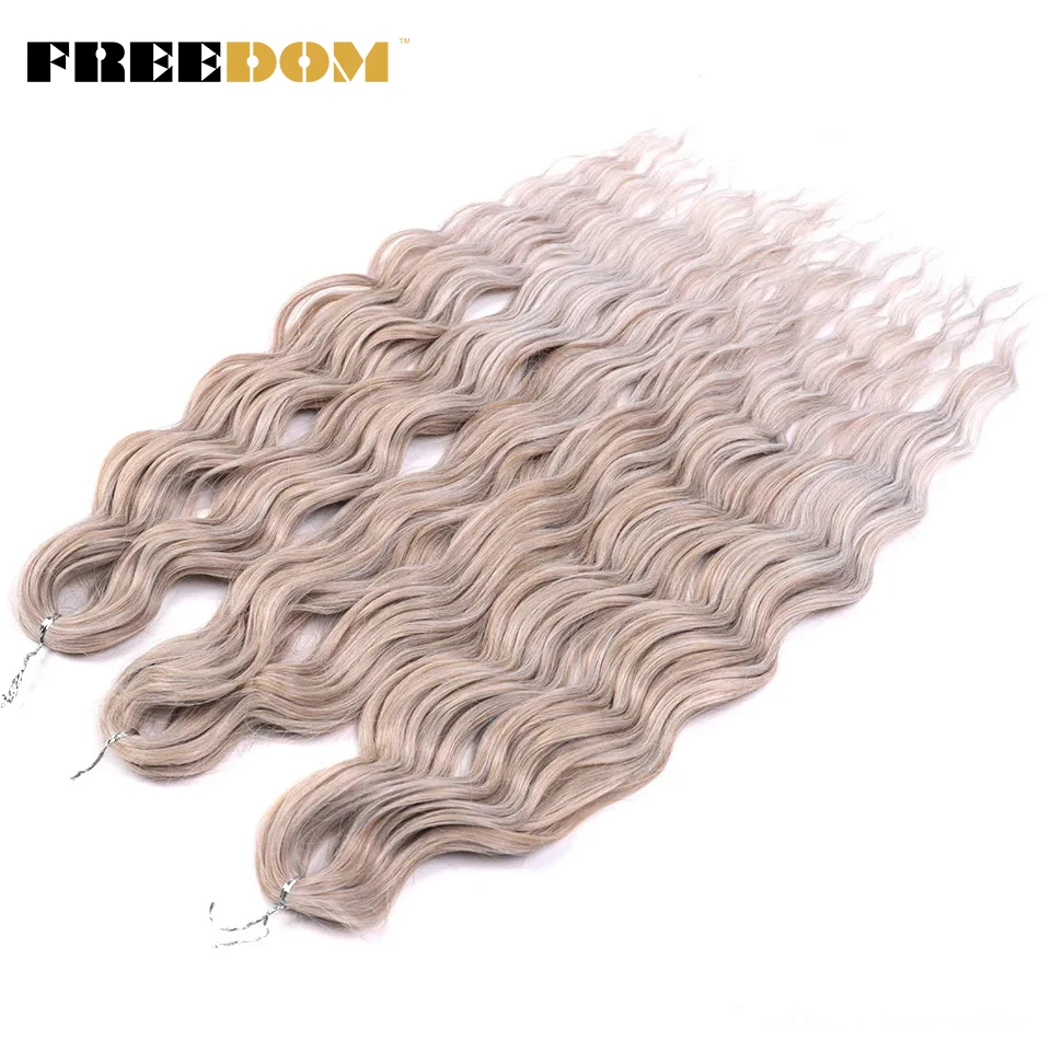 ANNA Hair Synthetische Tiefwellen-Flechthaarverlängerungen 24 Zoll Wasserwellen-Häkelzöpfe Ombre Blond Haar LENA – Detail 15