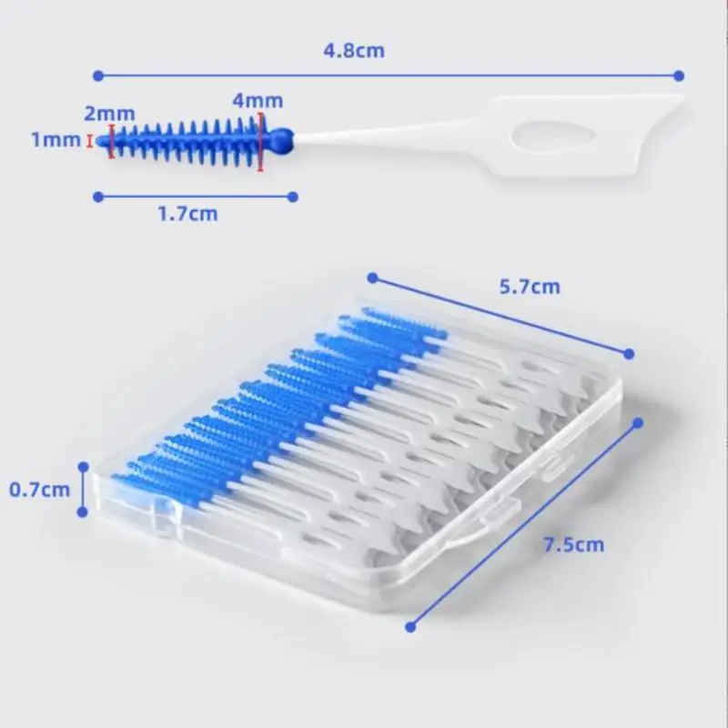 Super Soft Silicone Interdental Brushes Escova de limpeza dental Dentes Limpador Dental Dental Floss Toothpicks Ferramentas de cuidados orais 100Pcs Set