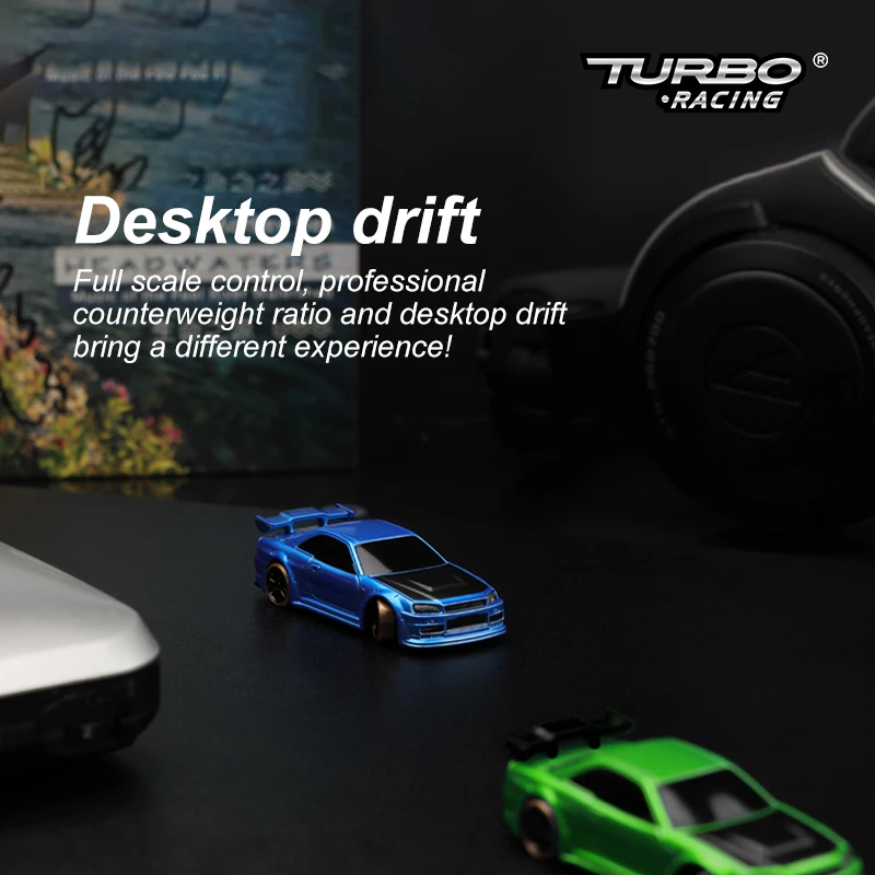 Turbo Racing 1:76 C64 Drift RC Car With Gyro Radio Full Proportional Remote Control Toys RTR Kit For Kids and Adults