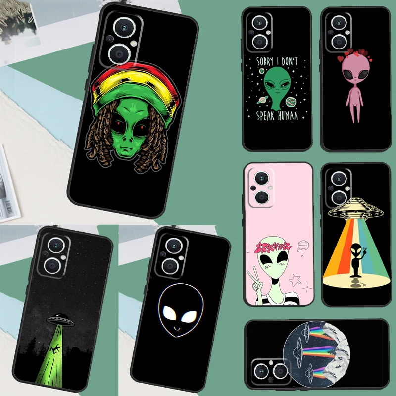 Cartoon Space Alien UFO Funda For OPPO Reno 8 7 6 5 4 Lite 3 2Z 4Z 5Z 8T OPPO Find X6 X5 Pro X2 X3 Neo Lite Case