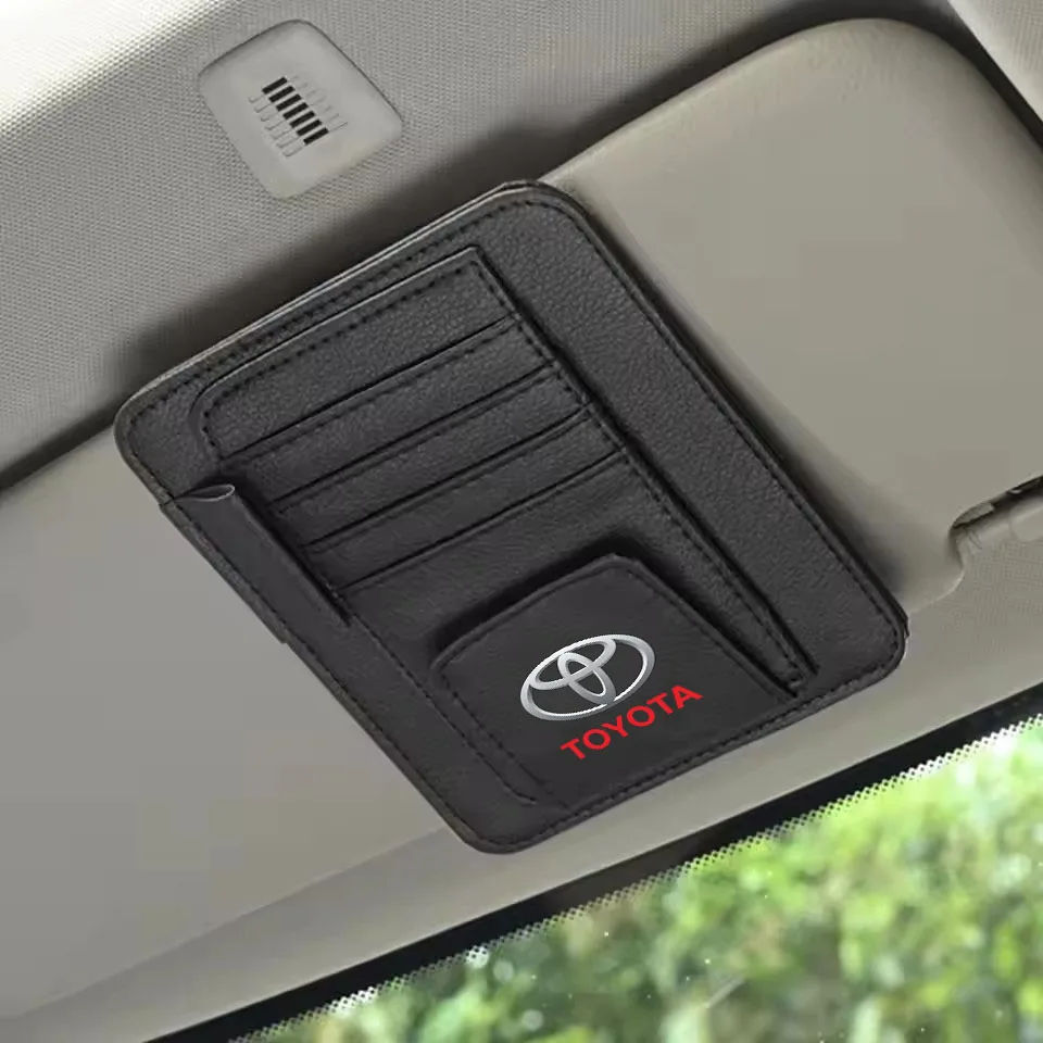 

Car Sunshade Card Package Holder Sunglasses Ticket Card Clip For Toyota Corolla Avalon Supra Yaris Prado Prius Rav4 Camry