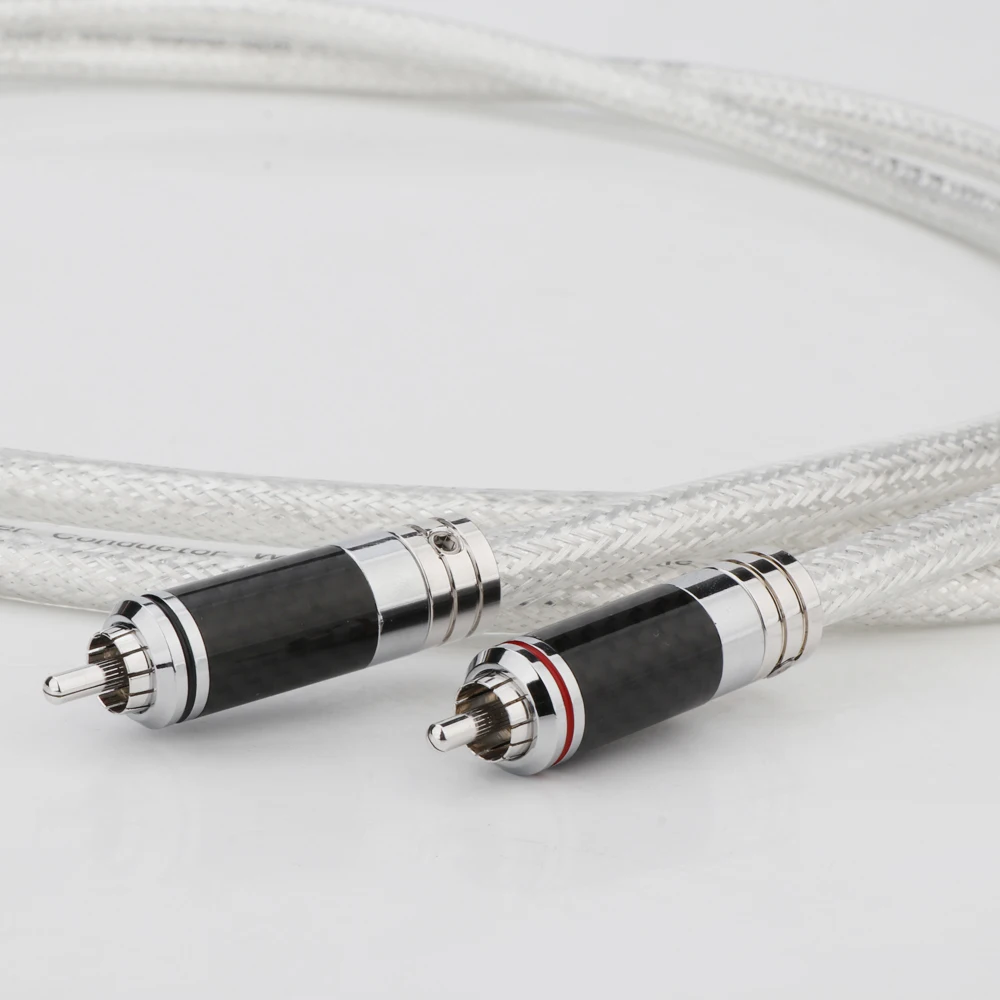 Preffair 99.998% Pure Silver Cable Carbon Fiber RCA To XLR HiFi Audio RCA Interconnect Cable Solid PSS Silver-Plated Plug