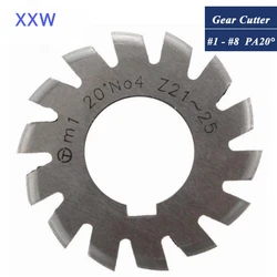 XXW Gear Milling Cutter M0.4 M0.5 M0.6 M1 M2 M3Modulus Degrees Disc Spur Gear Milling Cutter Straight Tooth Disc Bevel Gear PA20