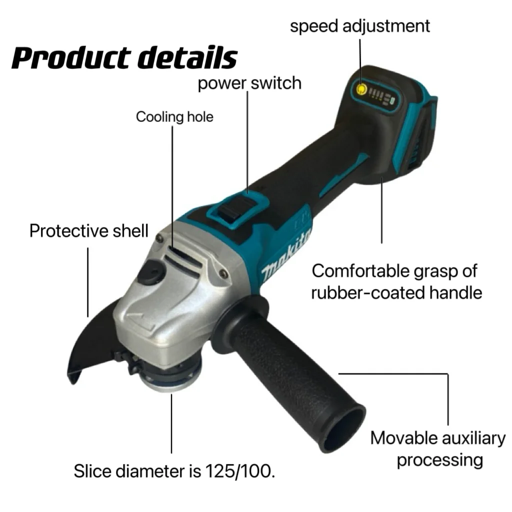 Makita 18V grindertools 125/100mm brushless Őrlés gépi áram Munkaeszköz Elektromos Zápfog újratölthető Szikratávirát Kiütközik szabadon shippi