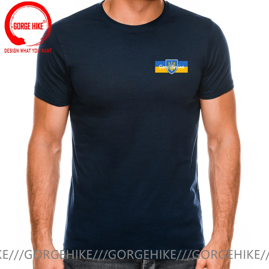 Slava ucrânia militar do exército brasão de armas dos homens camiseta de manga curta casual algodão o pescoço verão emblema ucraniano logo bandeira t camisa