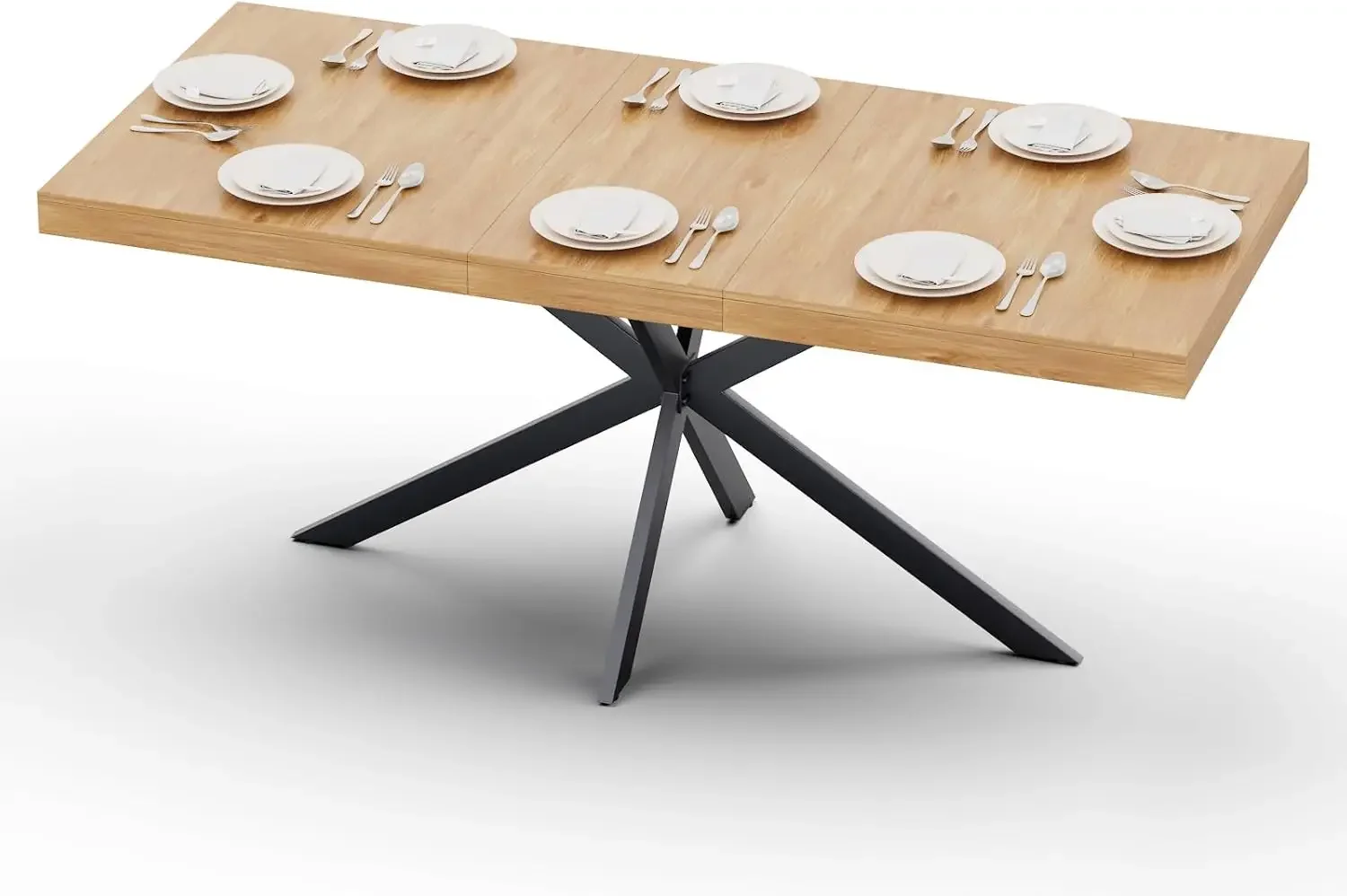 55''-70.9'' Extendable Dining Room Table for 4 5 6 7 8 People, Wooden Rectangle Expandable Dining Table