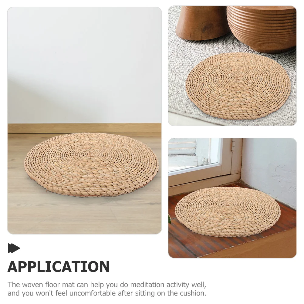 Round Woven Cushion Natural Cattail Floor Seat Pad For Meditation Yoga Sitting Indoor Home Use Japanese Style Braided Mat