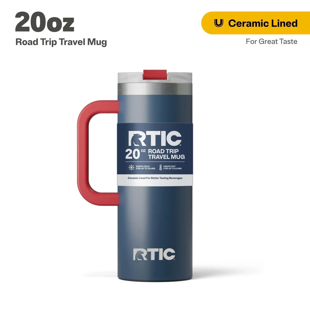 20oz Ceramic Lined Insulated Travel Mug Leak Resistant Lid Double Wall Vacuum Keeps Drinks Hot Cold No Sweat Design Cupholder