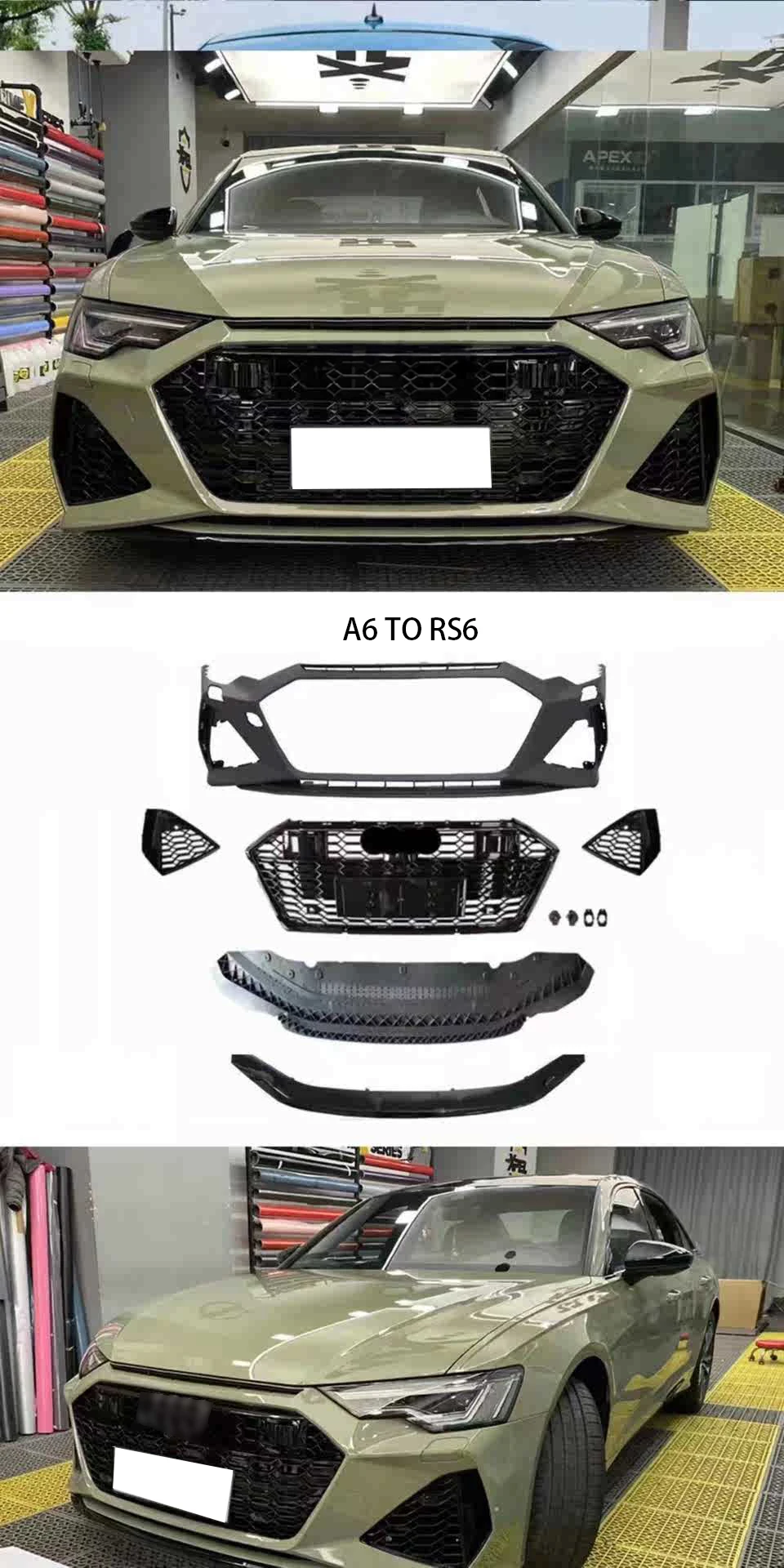 Front bumper Grill Grille Bodykit Face Lift Kit Rs6 For Audi A6 Facelift C6 C7 C8 Accessories Body Kit