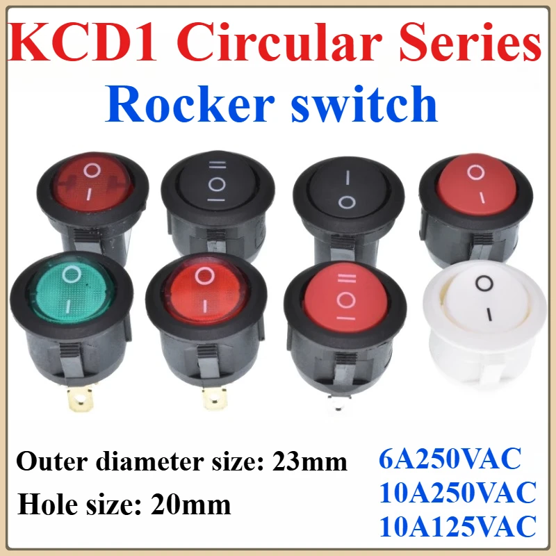 

2PCS ON/OFF Round Rocker Switch LED illuminated Car Dashboard Dash Boat Van 12V 24V / 6A 250V / 10A 125V 2/3/4PIN Switch 20MM