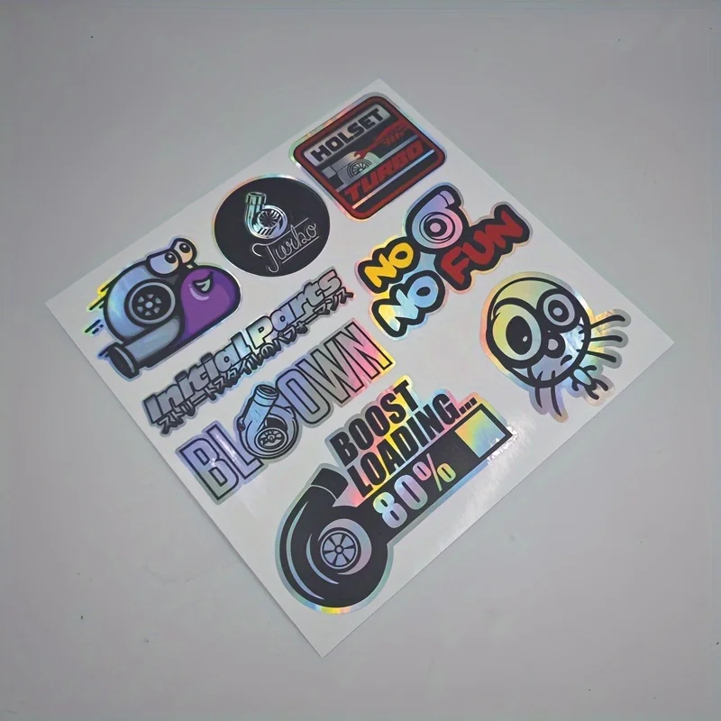 1SET Iridescent JDM Turbo Car Tuning Stickers Set For Car Moto Helmet Laptop Bike Waterproof Vinyl Decal