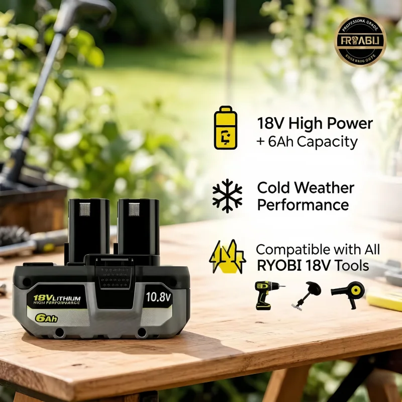

High Capacity 18V Lithium Battery For RYOBI, 2026 Upgraded, No Memory Effect, Compatible with P104 P107 P108 P109 RB18L20