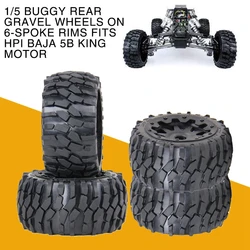 For Rovan 1/5 Buggy All-Terrain Tires  Rear Gravel Wheels on 6-spoke Rims for HPI Baja 5B King Motor RC Car 1:5 Parts Accessory