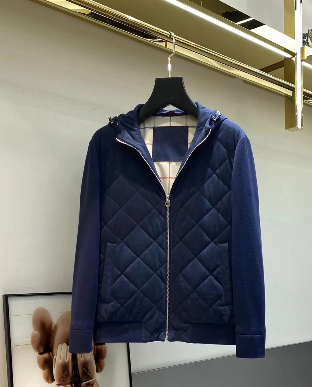 

Men's Casual Hoodie Jaet Quilted Cotton Spring Autumn Stand Fit Zipper Closure Color Long Sve for Commuting