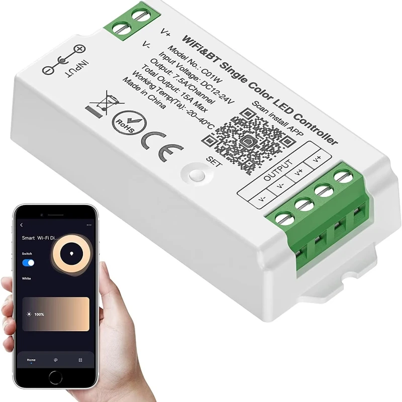 

New Design WiFi LED Controller Smart LED Dimmer for Constant Voltage LED Tape