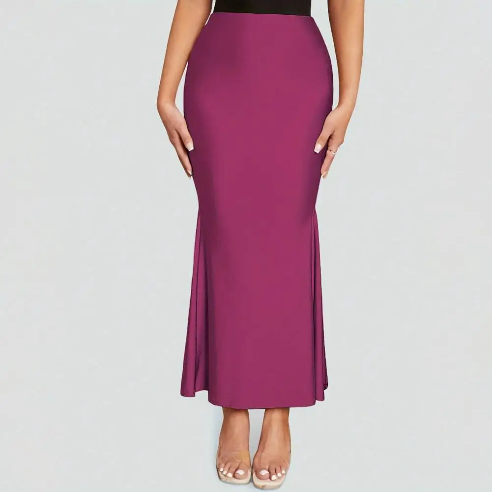 Falda larga cómoda y elegante para mujer, falda larga de cola de pez de cintura alta para adelgazar, uso diario versátil, cadera de Color sólido