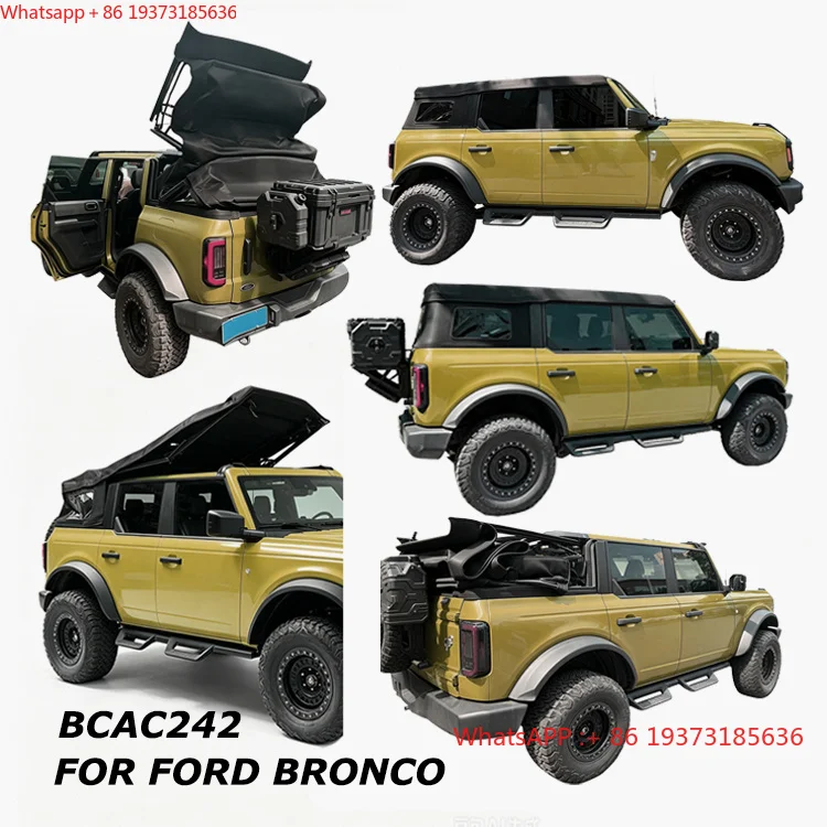 for Waterproof Black Flannel Sunshade Roof Cover Retractable Soft Top for Ford Bronco 2021-2024