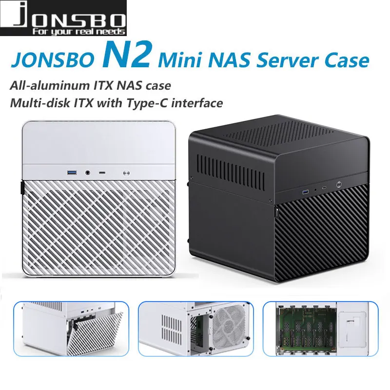 Imagem -02 - Jonsbo n2 Mini Nas Case Itx Mais Disco Min Ialuminum com Placa de Aço Casesuporte 65 mm Cpu Cooler Integrado Capa Superior Removível