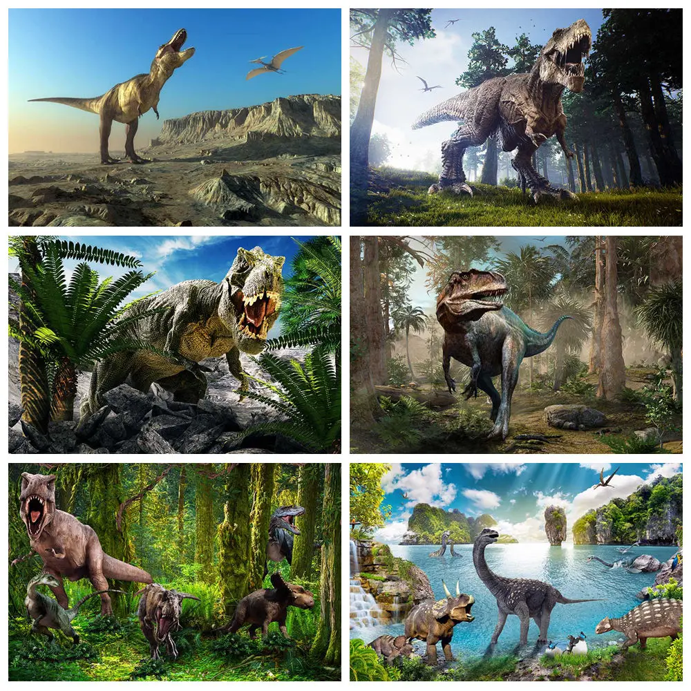

MOON.QG Boy Dinosaur Birthday Party Decor Background Photography Virgin Forest Jurassic World Backdrop Baby Shower Photobooth