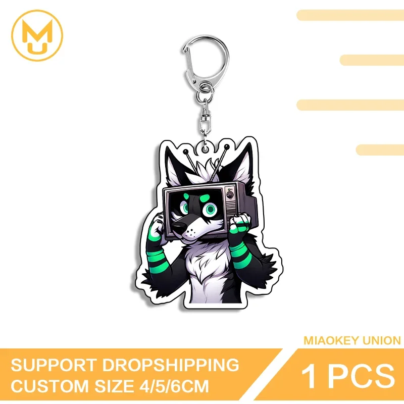 Furry Wolf Advance Guard Hot Selling Fashion Double Sided Acrylic Keychain Creative Personality Amusing Fashion Jewelry