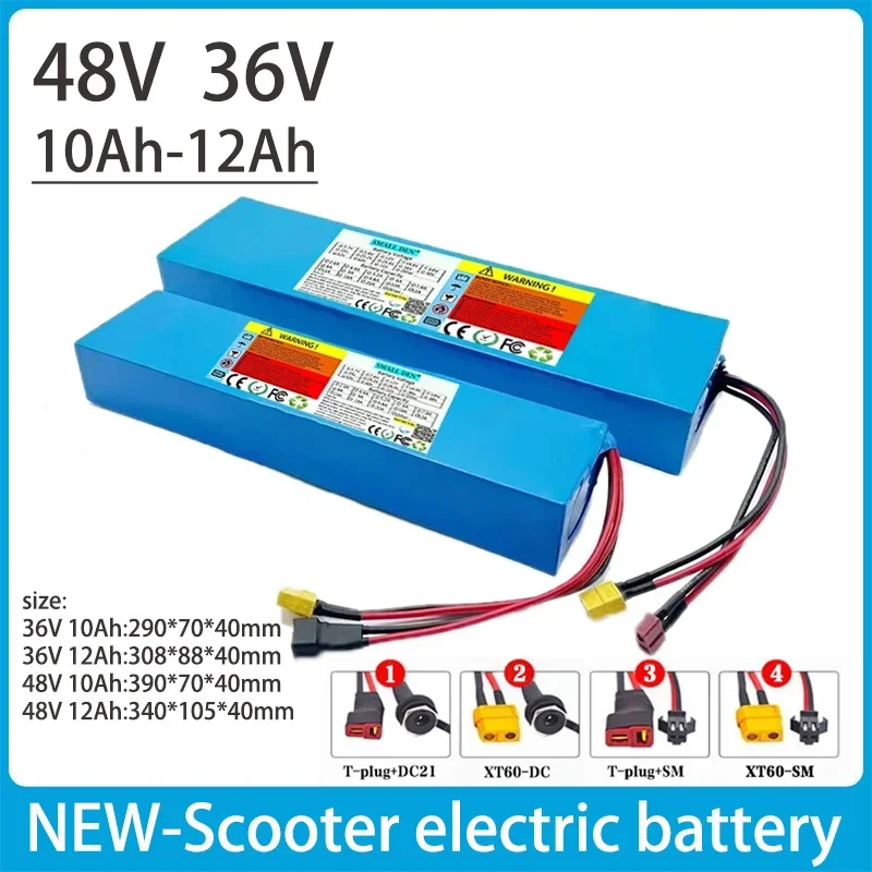 

36V 48V 10Ah 12Ah 18650-10S/13S-3P/4P built-in high-power balanced BMS 0-800W battery - tax-free