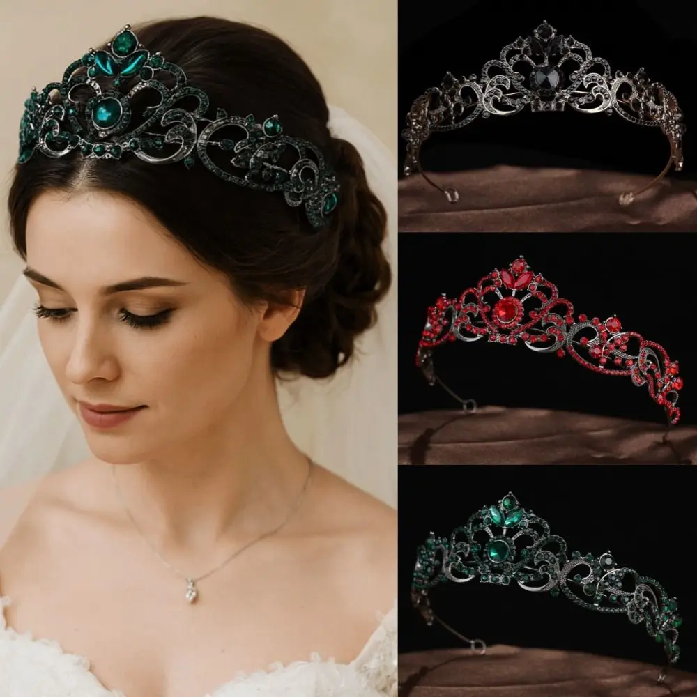 حجر الراين هالوين التاج الأسود مجوهرات الشعر الفاخرة الباروك تماشا التيجان أغطية الرأس كعكة زينة الملكة الأميرة تيارا
