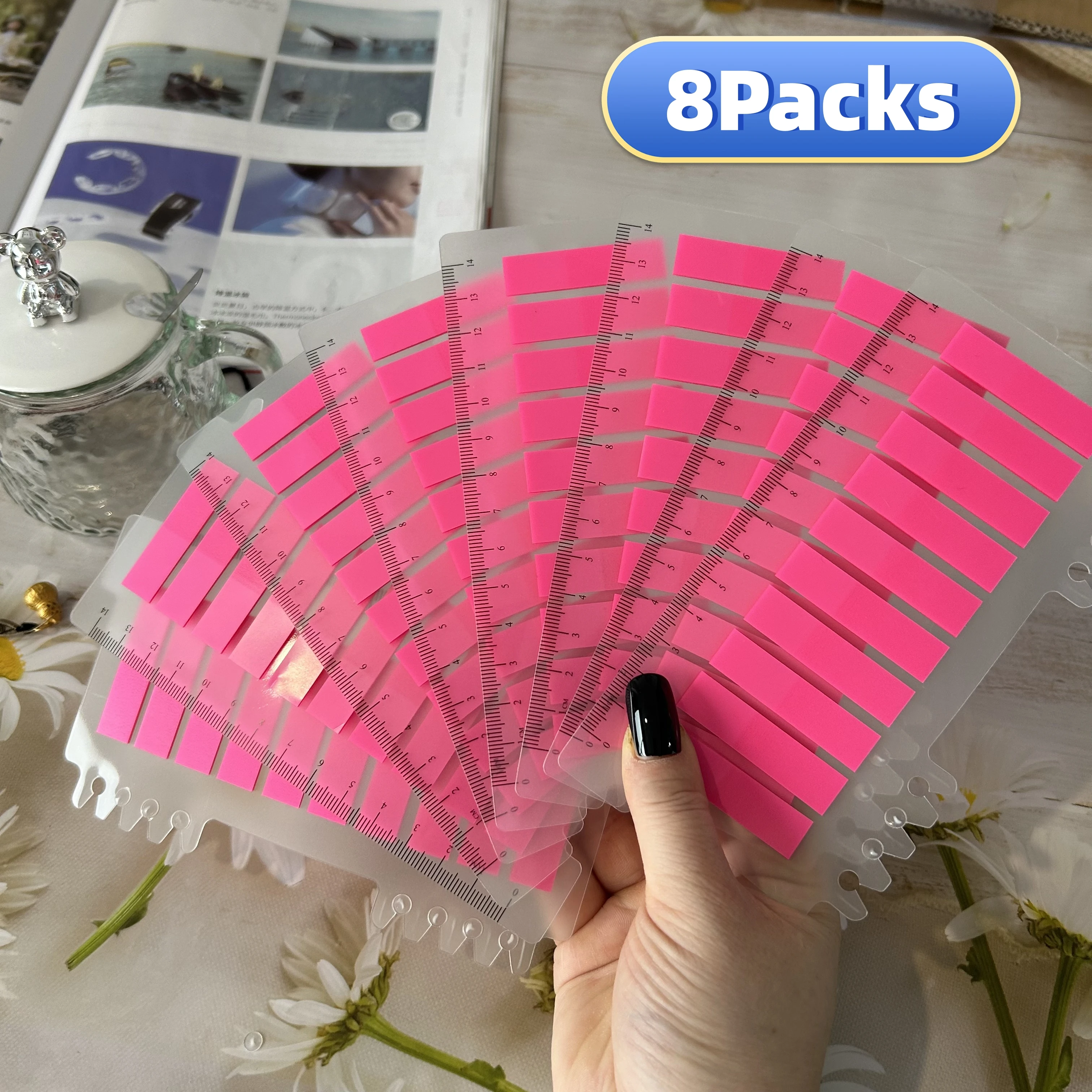8Packs 1600 Sheets Pink Color Sticky Notes Paster Sticker Index Flags Key Label Bookmark School Office Supplies Stationery