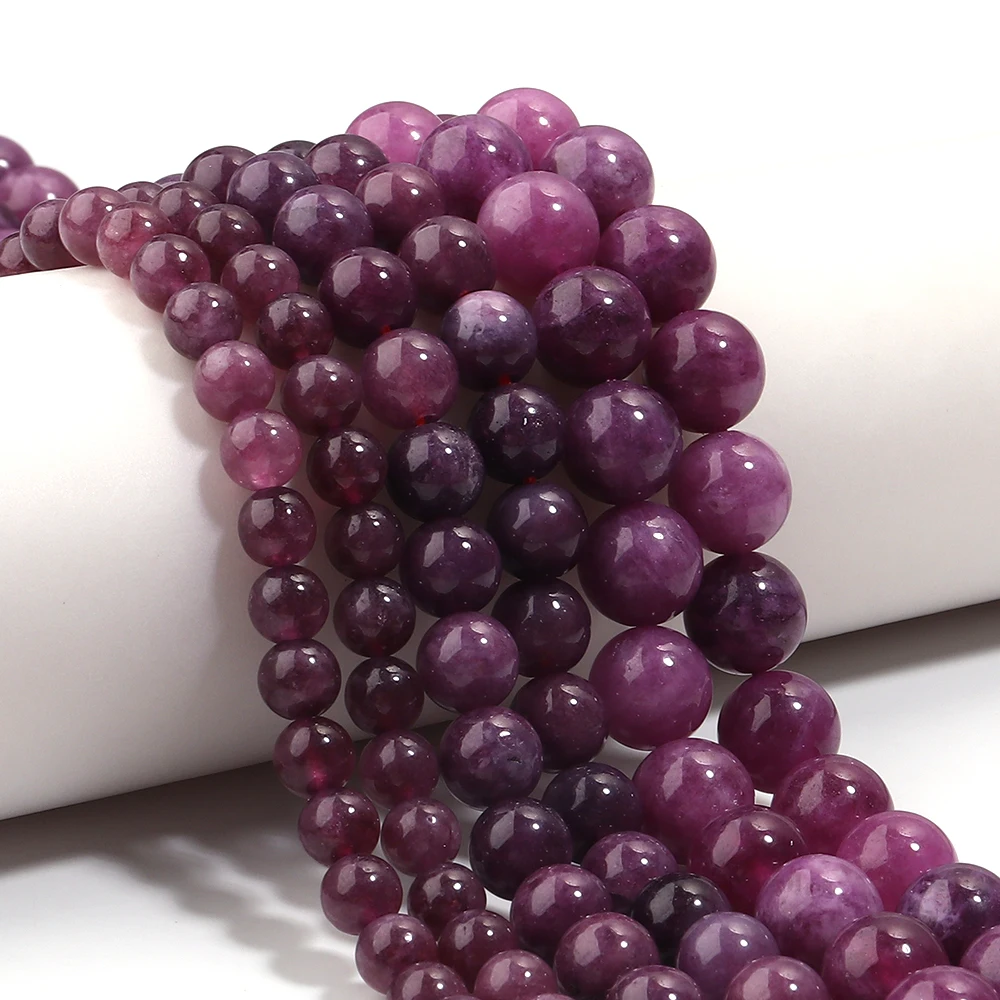 6/8/10mm Natürliche Amethyst Stein Perlen Runde Kristall Lose Spacer Perlen Für Schmuck Machen DIY Armbänder halskette Zubehör