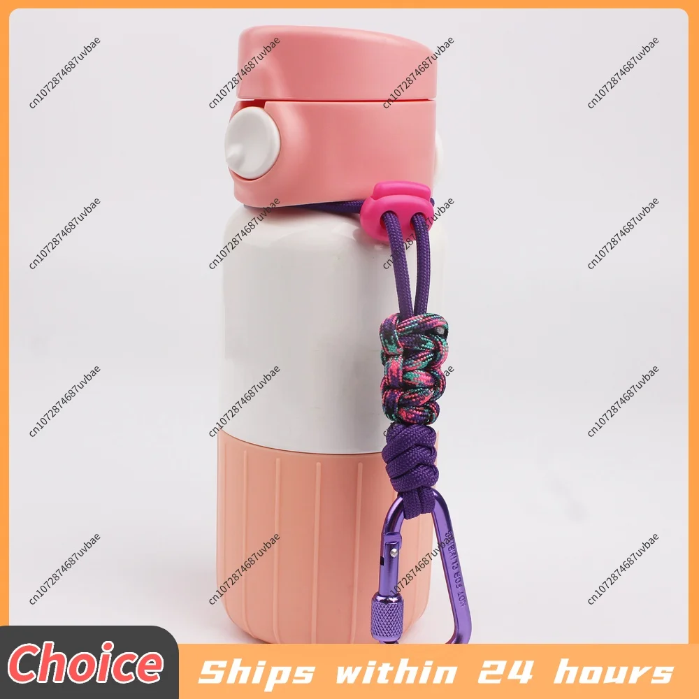 2PCS 7 Strand Paracord Water Bottle Carrier with Carabiner Portable Bottle Holder Clip Hook for Outdoor Hiking Camping Backpack