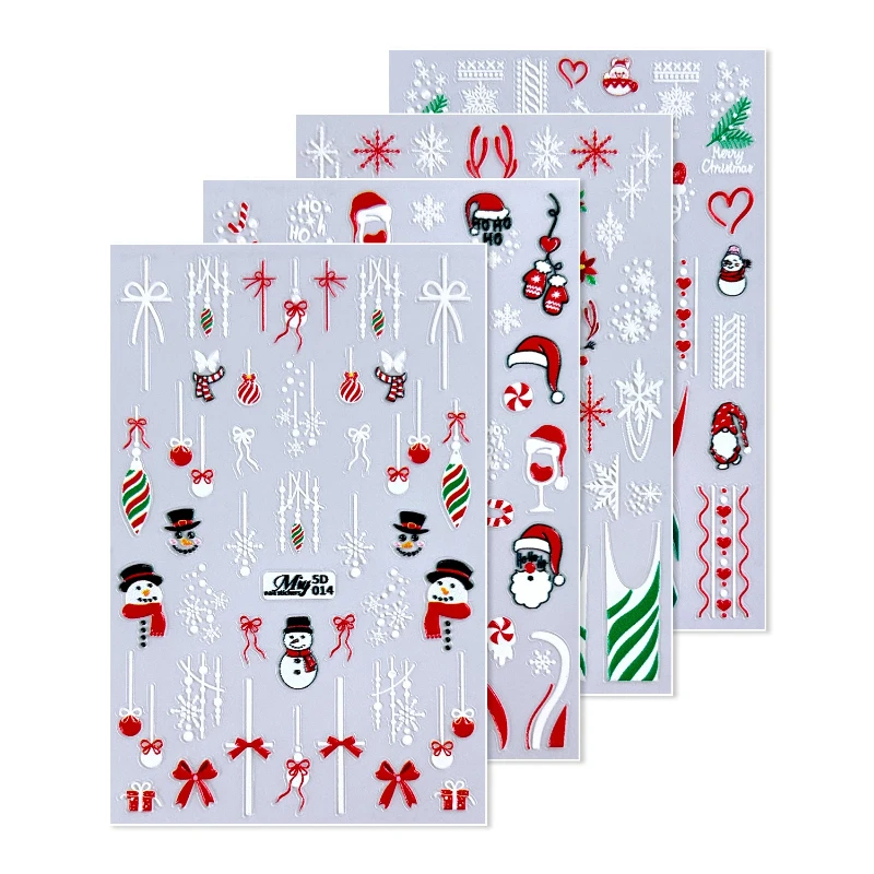 1 قطعة عيد الميلاد مسمار الفن ملصق ميا سلسلة تنقش الكرتون مهرج ثلج الرنة الفرنسية نصائح مناسبة لأي شكل مسمار