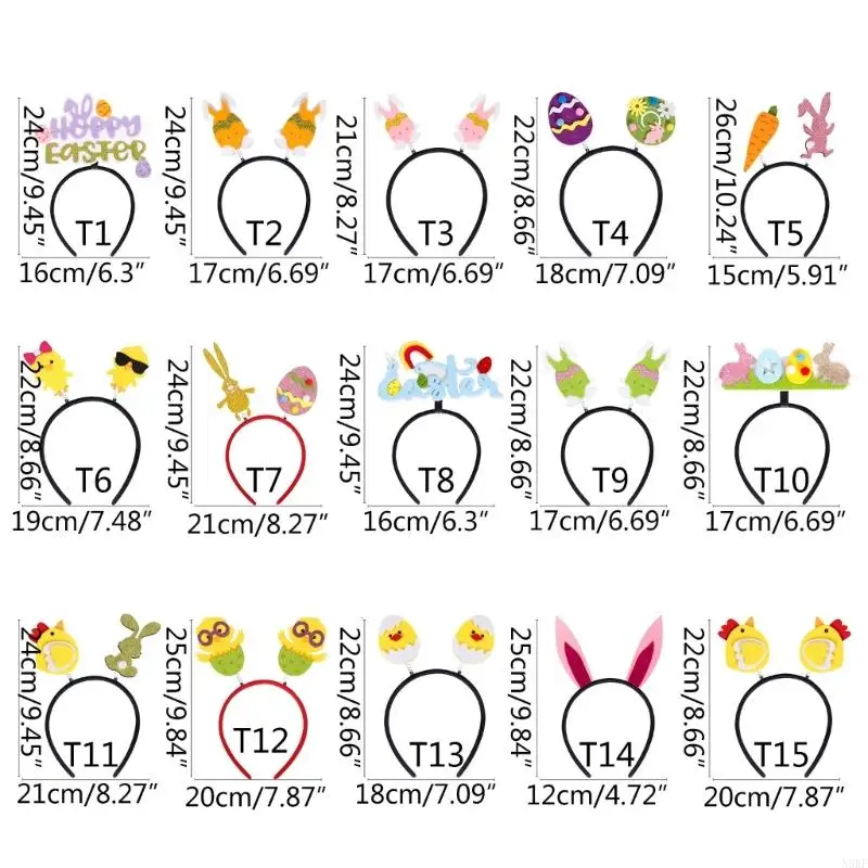 N5kf子供バニー耳卵ヘッドバンドガールズイースターヘアバンドパフォーマンスヘア装飾