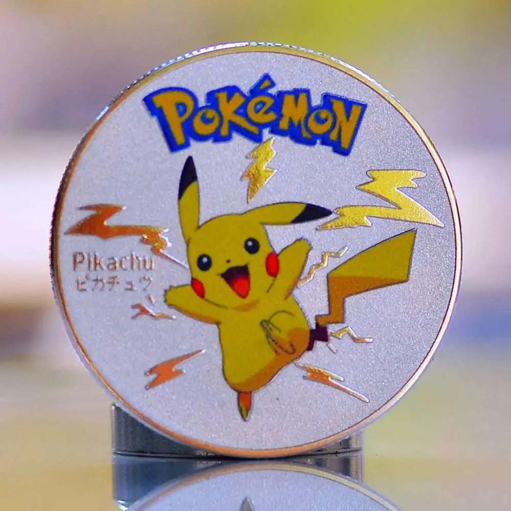 

Металлические монеты Pokémon, серебряные монеты Charizard Vmax, памятная монета аниме Mewtwo Pikachu, золотые железные карты, игры, детские игрушки
