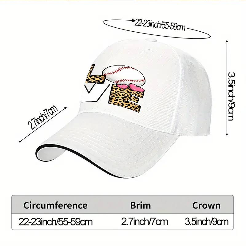1pc, Leopard Print Heart Sandwich Baseball Cap, Lightweight Printing Process Ladies Hat, Love Baseball Men'S Sandwich