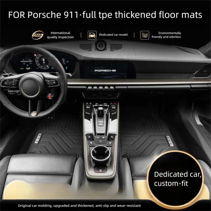 TPE Floor Mats Compatible with For Porsche 911 LHD 2012-2026 LHD Full Coverage Waterproo Accessories