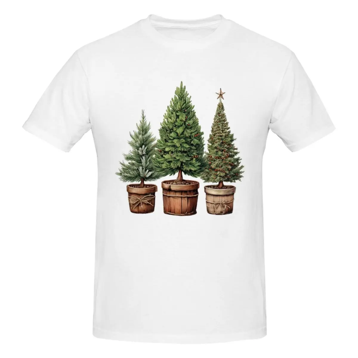 Rustic Christmas Rustic Trees Men T-Shirt Funny Oversized T Shirts Men's O-Neck Cotton Tees Short Summer Male