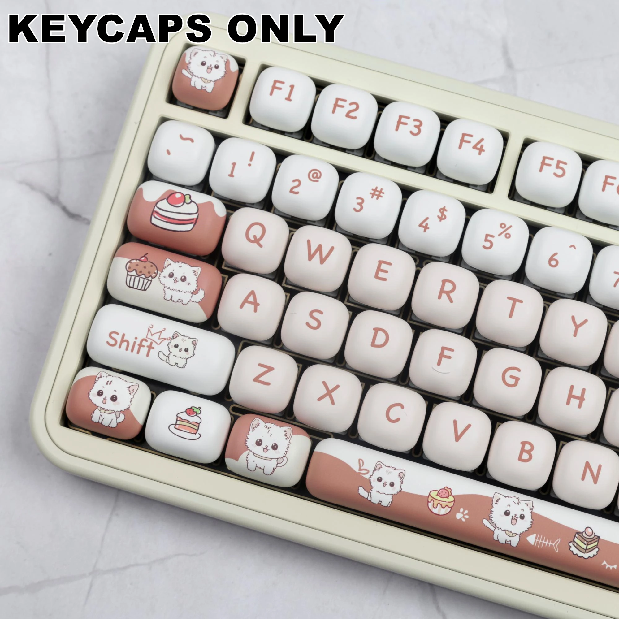 140 Keys Dessert Kitten PBT Keycaps MOG Profile Dye-Sublimated Keycap Set for Mx Cherry Gateron Switch Mechanical Keyboard Kit