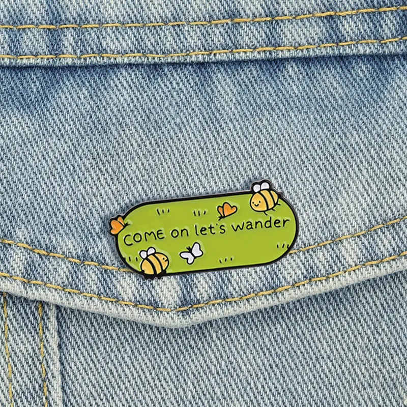 Come On Let's Wander Enamel Pins Cartoon Outdoor Adventure Brooches Bee Butterfly Badge Jewelry Accessory Gifts For Friends