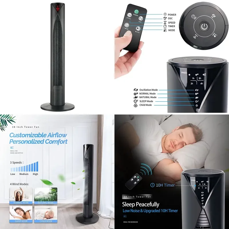 for  Tuya Smart Rechargeable Tower Fan Air Cooler with  Motor Remote Control