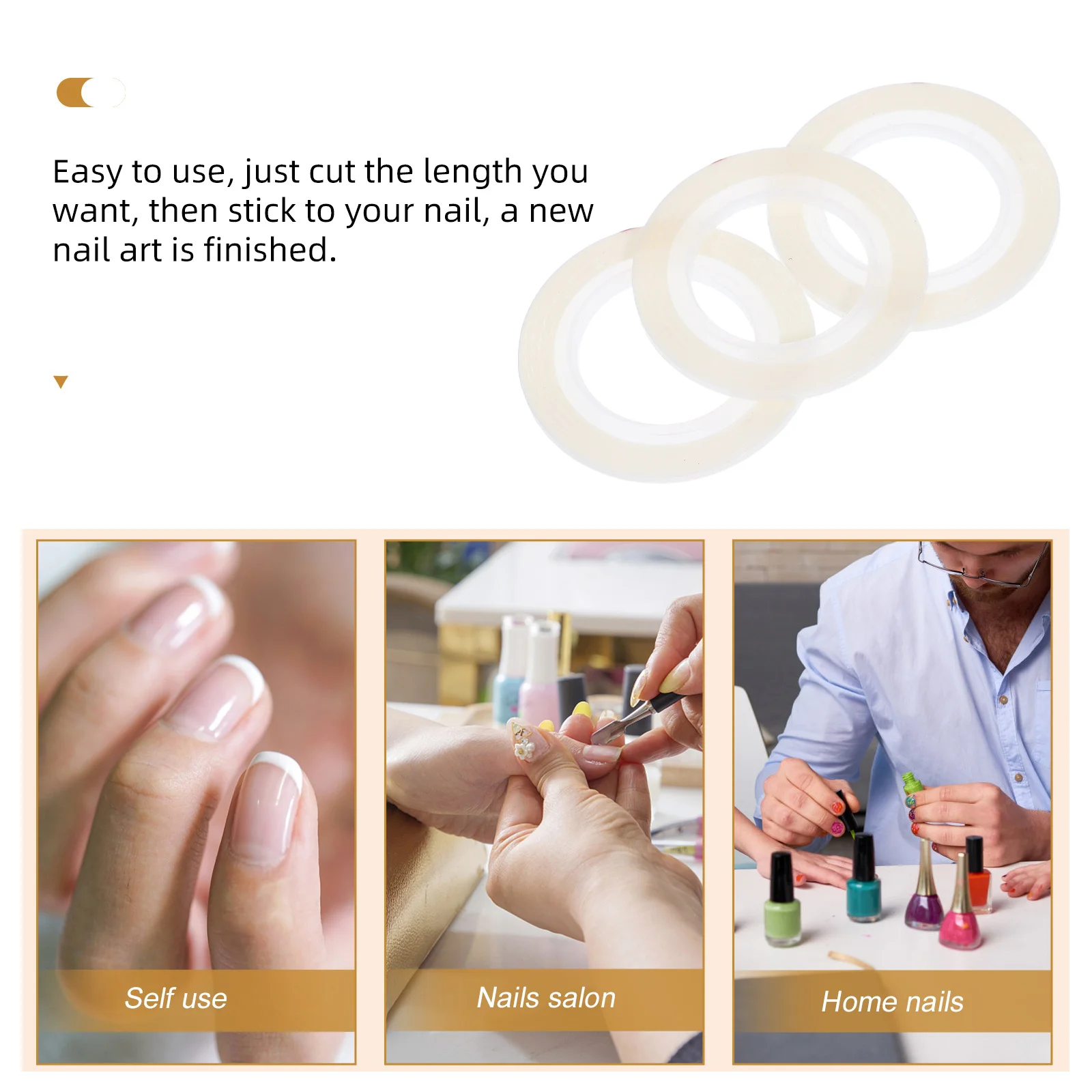 3개입 컬러풀 네일 스트라이핑 테이프 홀로그램 반짝이는 셀프 접착 라인 DIY 매니큐어 장식 네일 스트라이핑