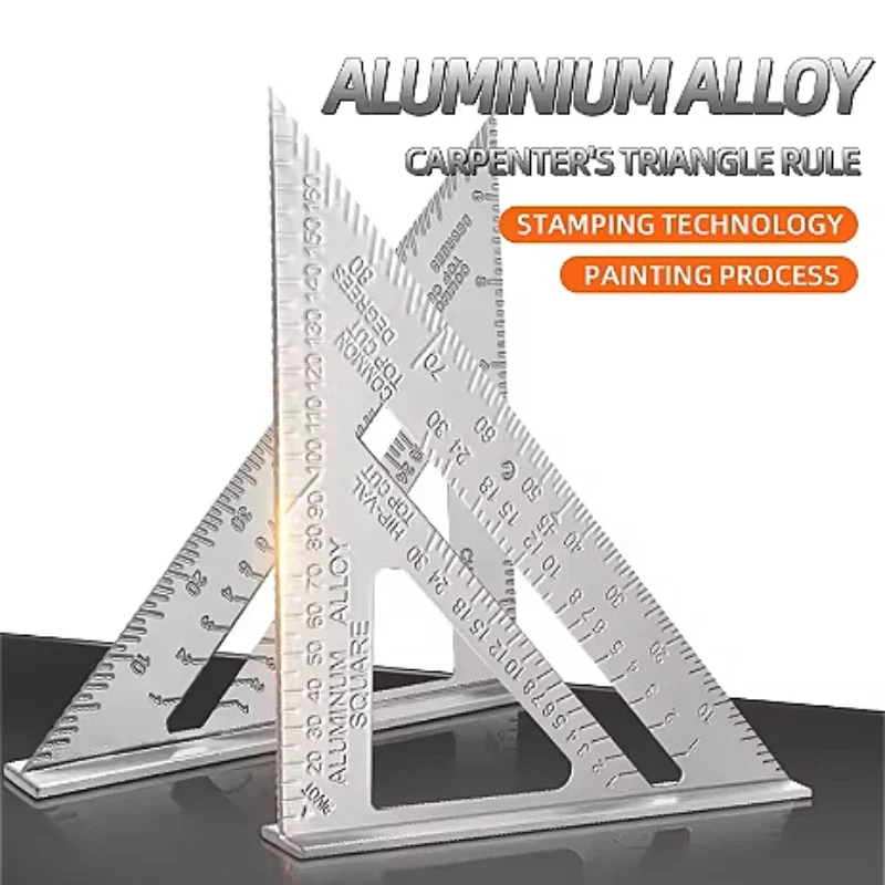 Regla triangular, transportador métrico, herramienta de medición de precisión de Metal para carpintería, carpintería, construcción, dibujo arquitectónico