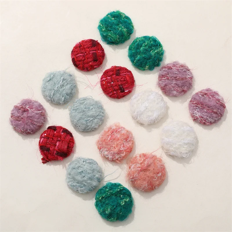 Winter style 50pcs/lot 25mm fabric geometry rounds shape cabochon beads diy jewerly earring/garment accessory