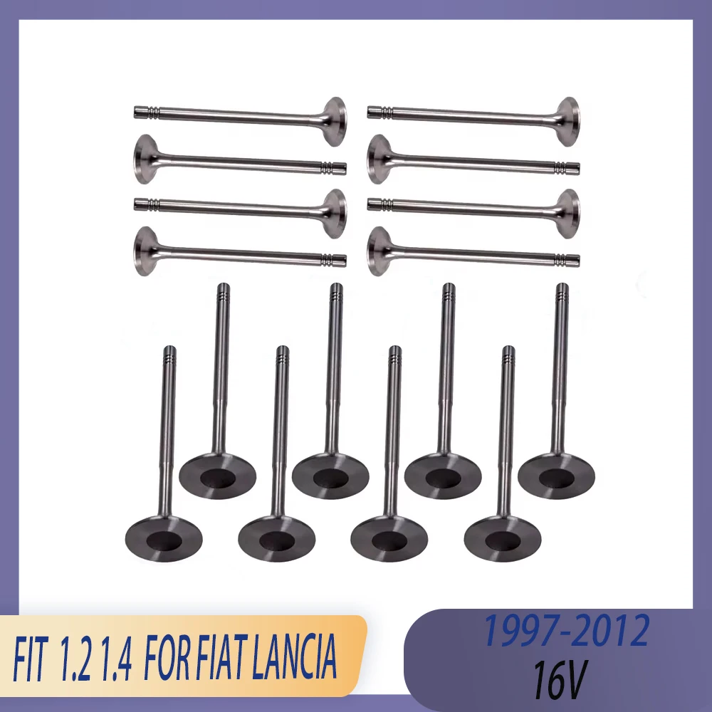 

Engine Parts 8x Intake & 8x Exhaust Valve Kit Fit 1.2 1.4 L Gas 97-12 16v For FIAT 500L BRAVA BRAVO DOBLO IDEA MAREA LANCIA MUSA