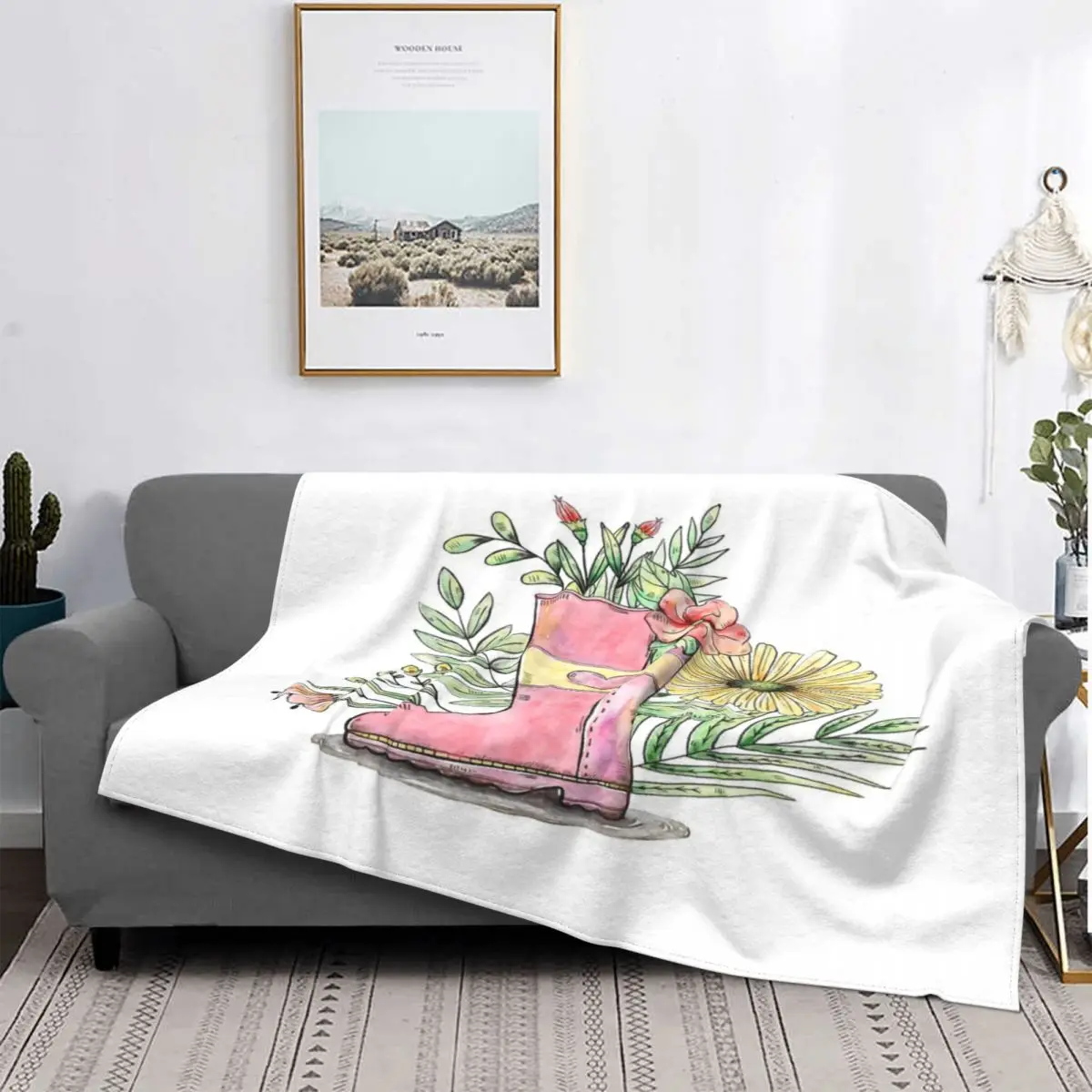 Manta térmica con estampado de flores, cubrecama a cuadros para cama, sofá, pickick