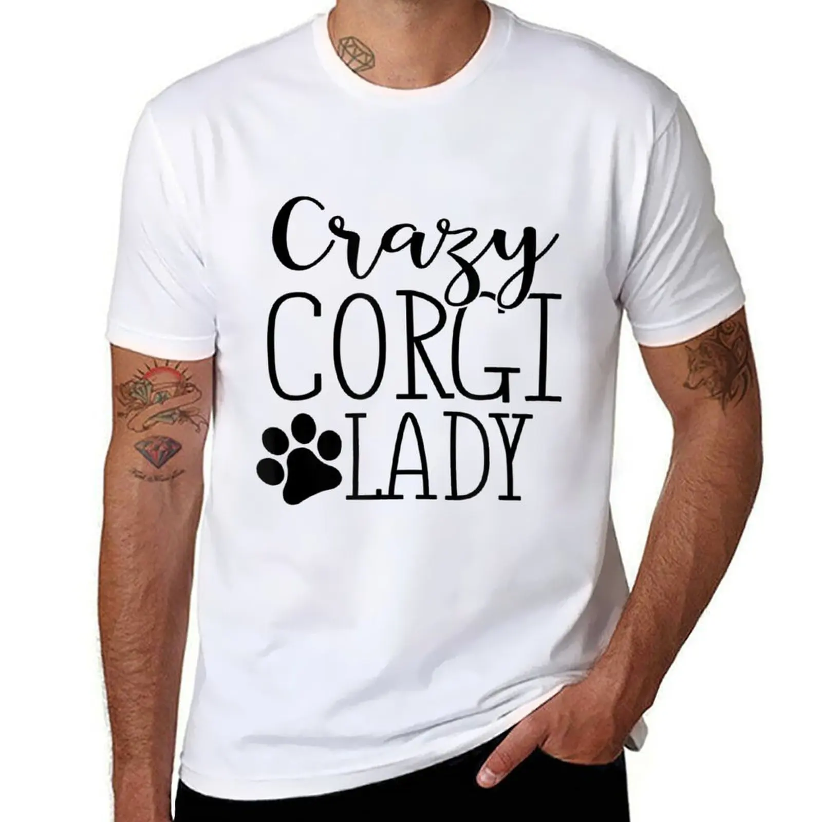 

Crazy Corgi Lady T-Shirt t shirts for man cotton soft man t shirts for men casual T-Shirt